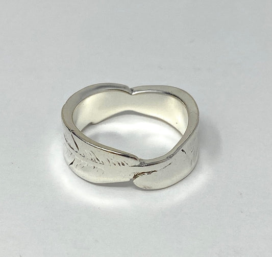 James Avery Sterling Silver 925 Leaf Feather Band Ring Size 9