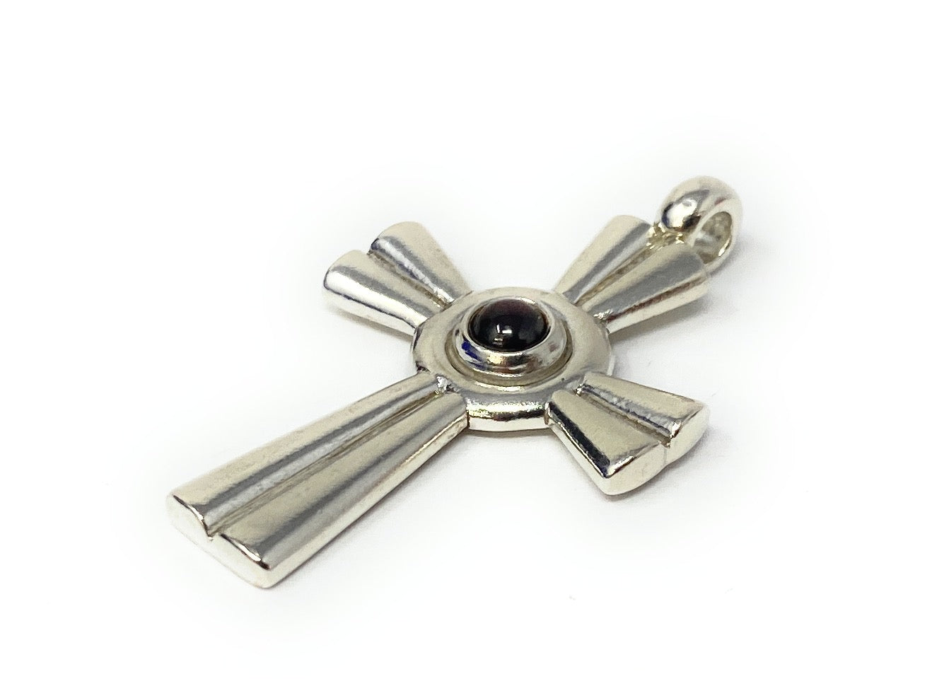 James Avery Retired  Double Banded "Rays Of Hope" Garnet Cross Pendant 8.4g