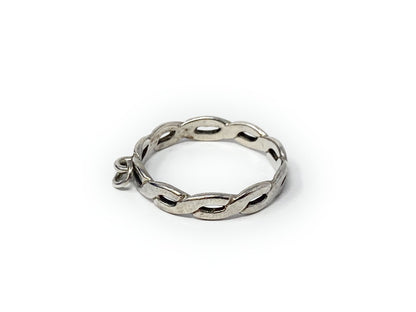 James Avery 925Woven Tresse Braided W/ Charm Loop  Ring Band Size 7.5 Rare