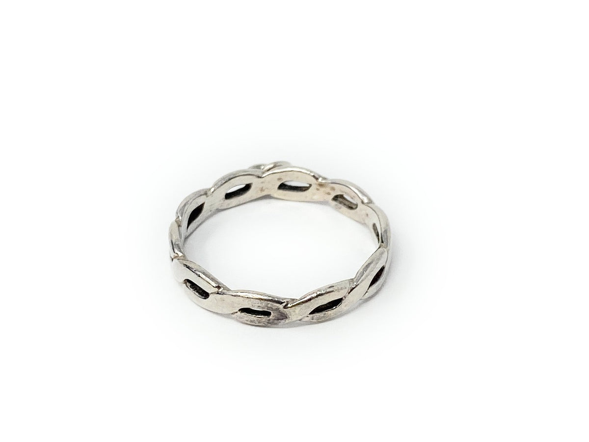 James Avery 925Woven Tresse Braided W/ Charm Loop  Ring Band Size 7.5 Rare