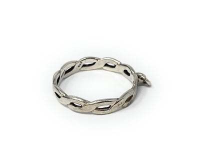 James Avery 925Woven Tresse Braided W/ Charm Loop  Ring Band Size 7.5 Rare