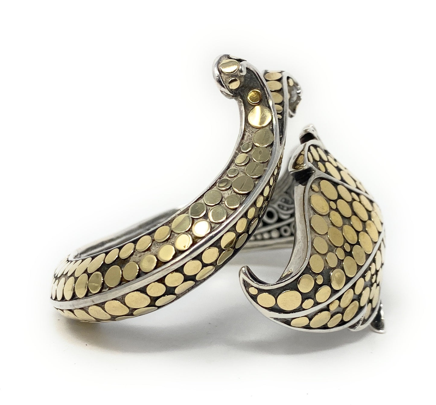 John Hardy 925 18k Ayu Leaf Hinged Cuff