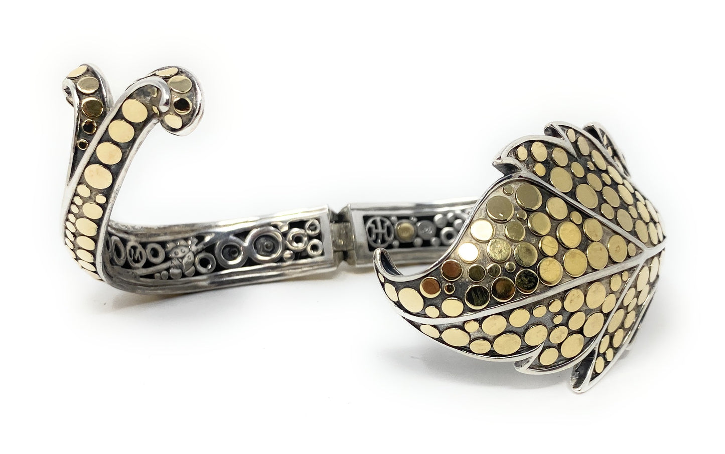John Hardy 925 18k Ayu Leaf Hinged Cuff