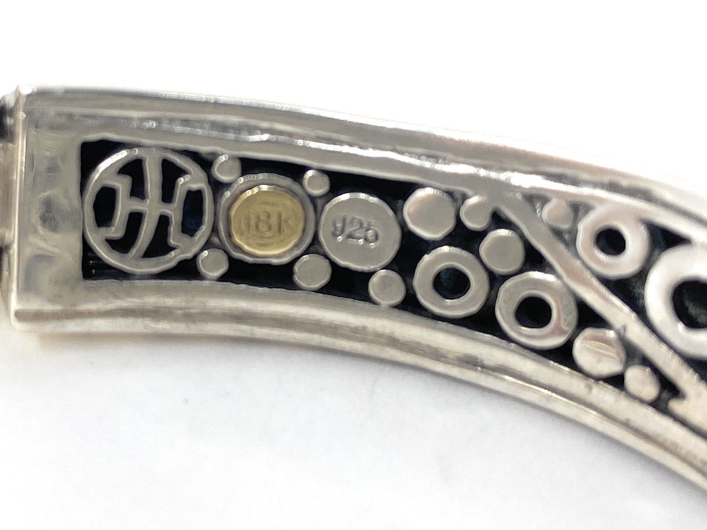 John Hardy 925 18k Ayu Leaf Hinged Cuff