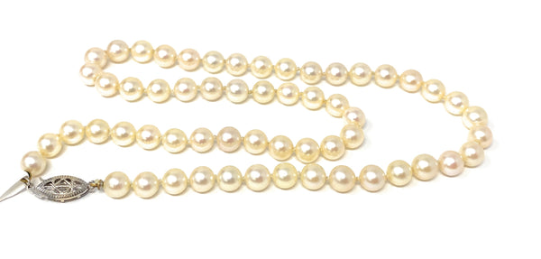 14k White Gold Pearl String Necklace 16in