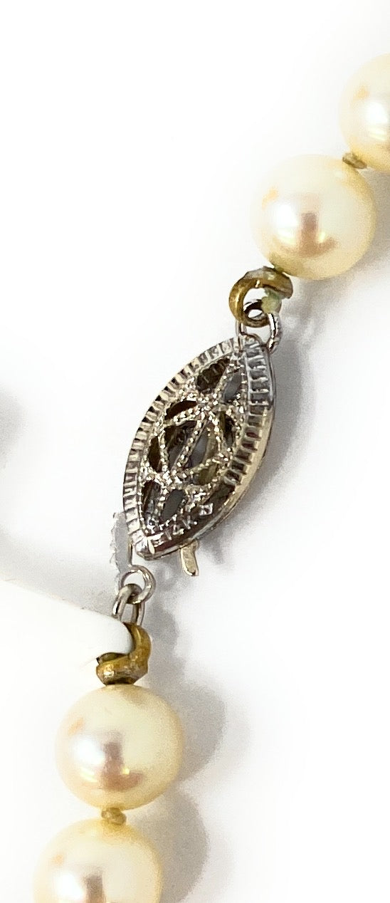 14k White Gold Pearl String Necklace 16in