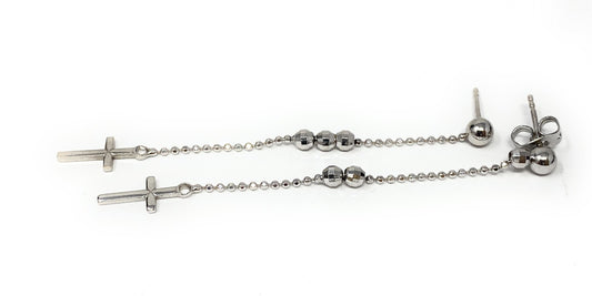 14k White Gold Dangle Cross Earrings 1.9g
