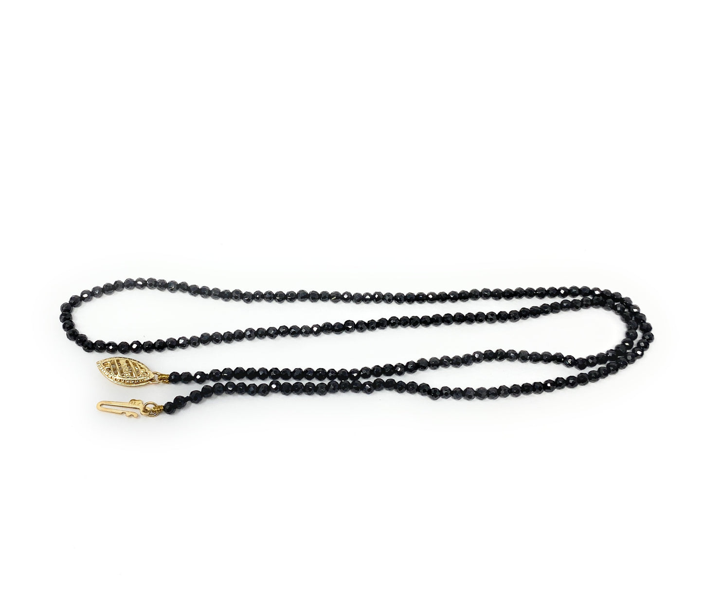 14k Clasp Onyx Small Bead Necklace 18"