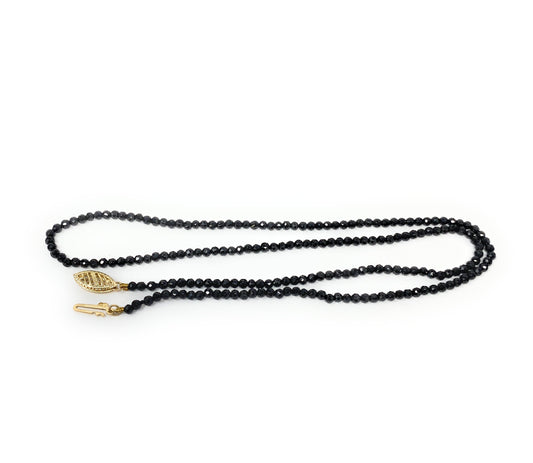 14k Clasp Onyx Small Bead Necklace 18"