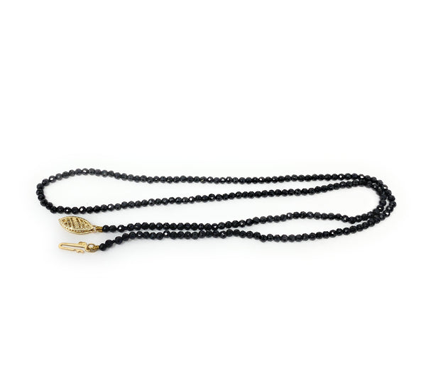 14k Clasp Onyx Small Bead Necklace 18"