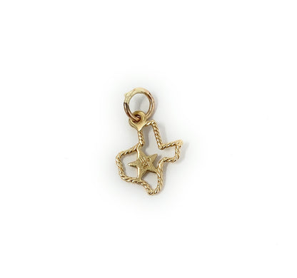 James Avery 14k Gold Texas Star Rope Charm Pendant with Loop .7g