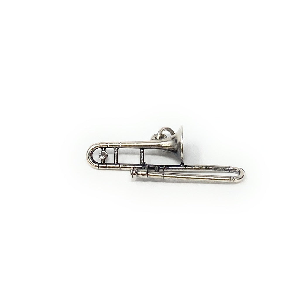 Vintage 925 Silver 3D Trombone Charm