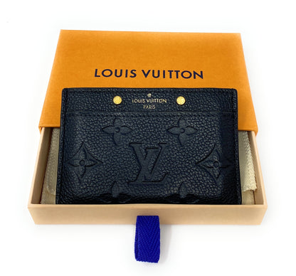 LV Black Monogram Card Holder Empreinte Leather with Box