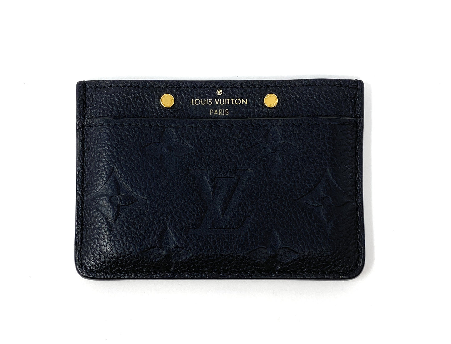 LV Black Monogram Card Holder Empreinte Leather with Box