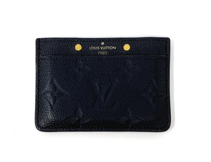 LV Black Monogram Card Holder Empreinte Leather with Box