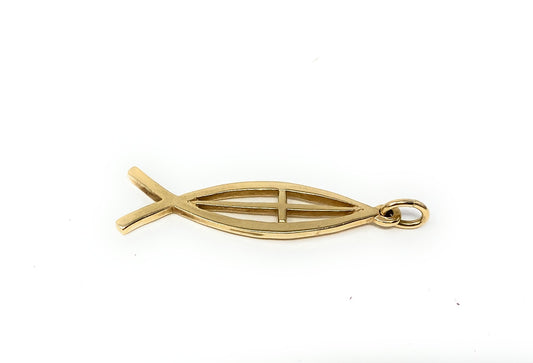 James Avery 14K Yellow Gold Ichthus Cross Fish Charm Retired Pendant