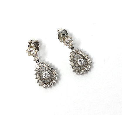 10k White Gold Diamond Teardrop Jacket & Stud Earrings 4.2g