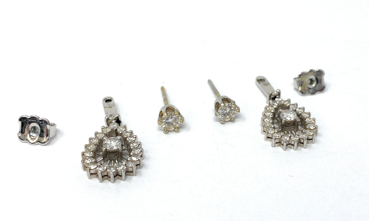 10k White Gold Diamond Teardrop Jacket & Stud Earrings 4.2g