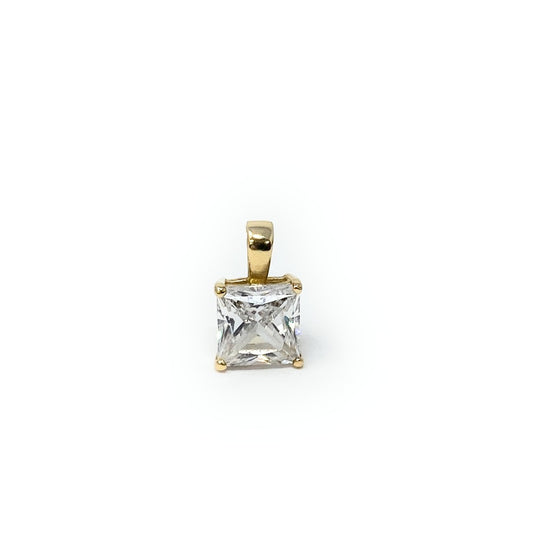 14k Yellow Gold Princess Cut  CZ Pendant .7g
