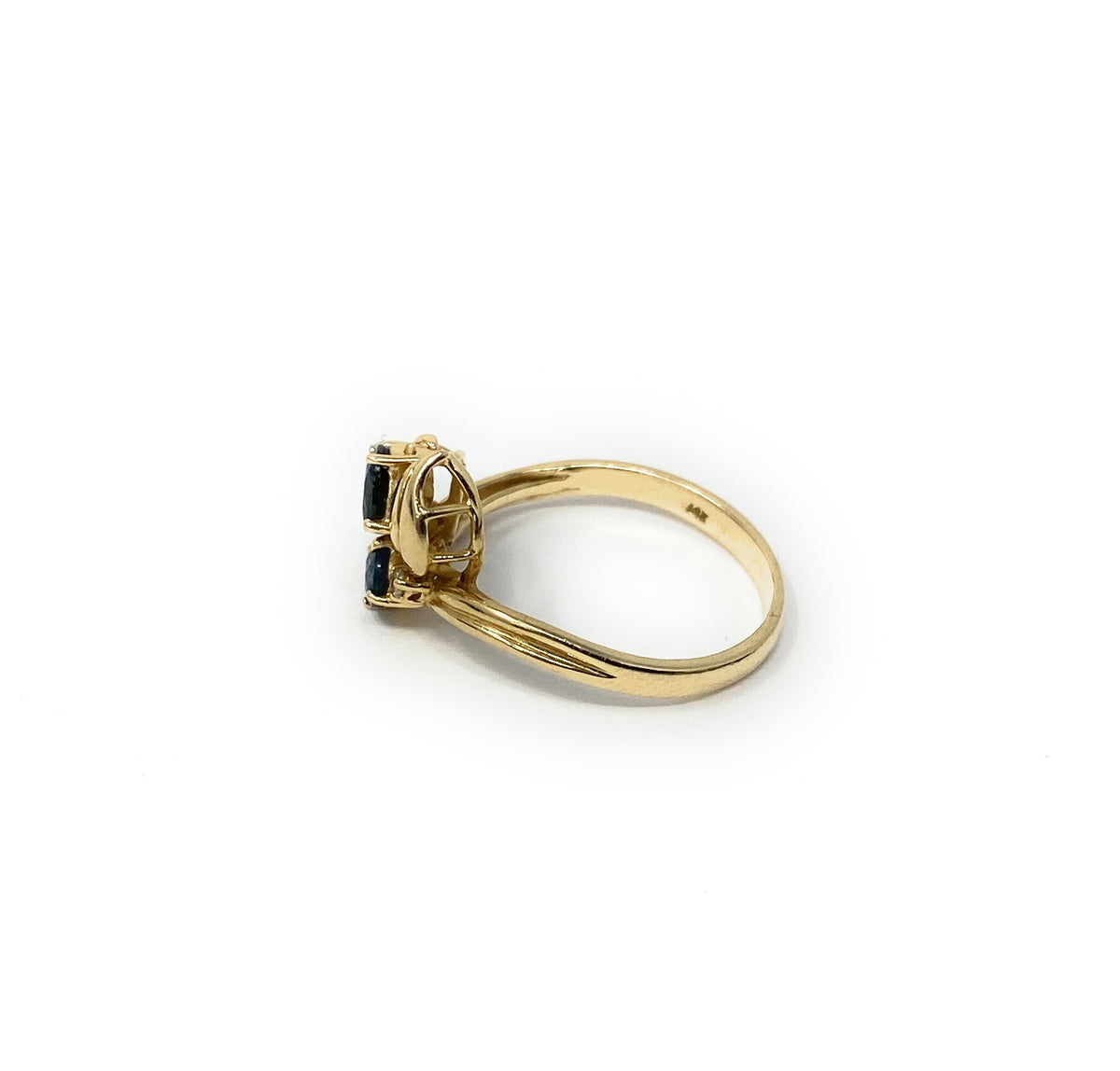 14k Gold Blue Sapphire Diamond Accent Ring 2.8g