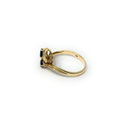 14k Gold Blue Sapphire Diamond Accent Ring 2.8g