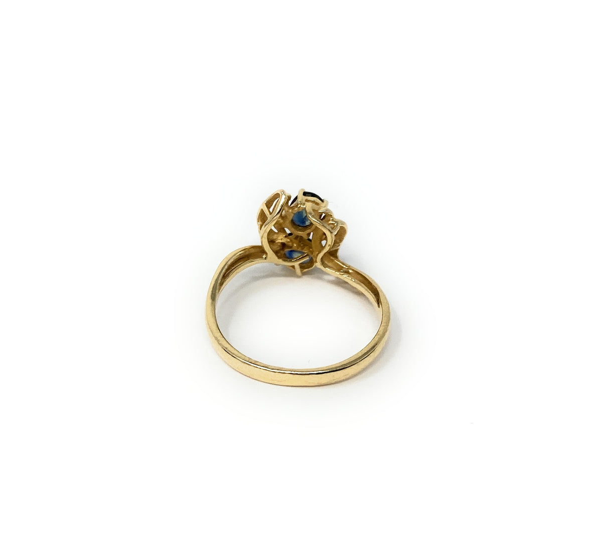 14k Gold Blue Sapphire Diamond Accent Ring 2.8g