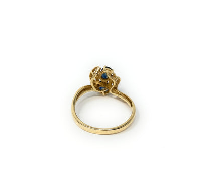 14k Gold Blue Sapphire Diamond Accent Ring 2.8g