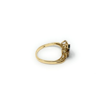 14k Gold Blue Sapphire Diamond Accent Ring 2.8g