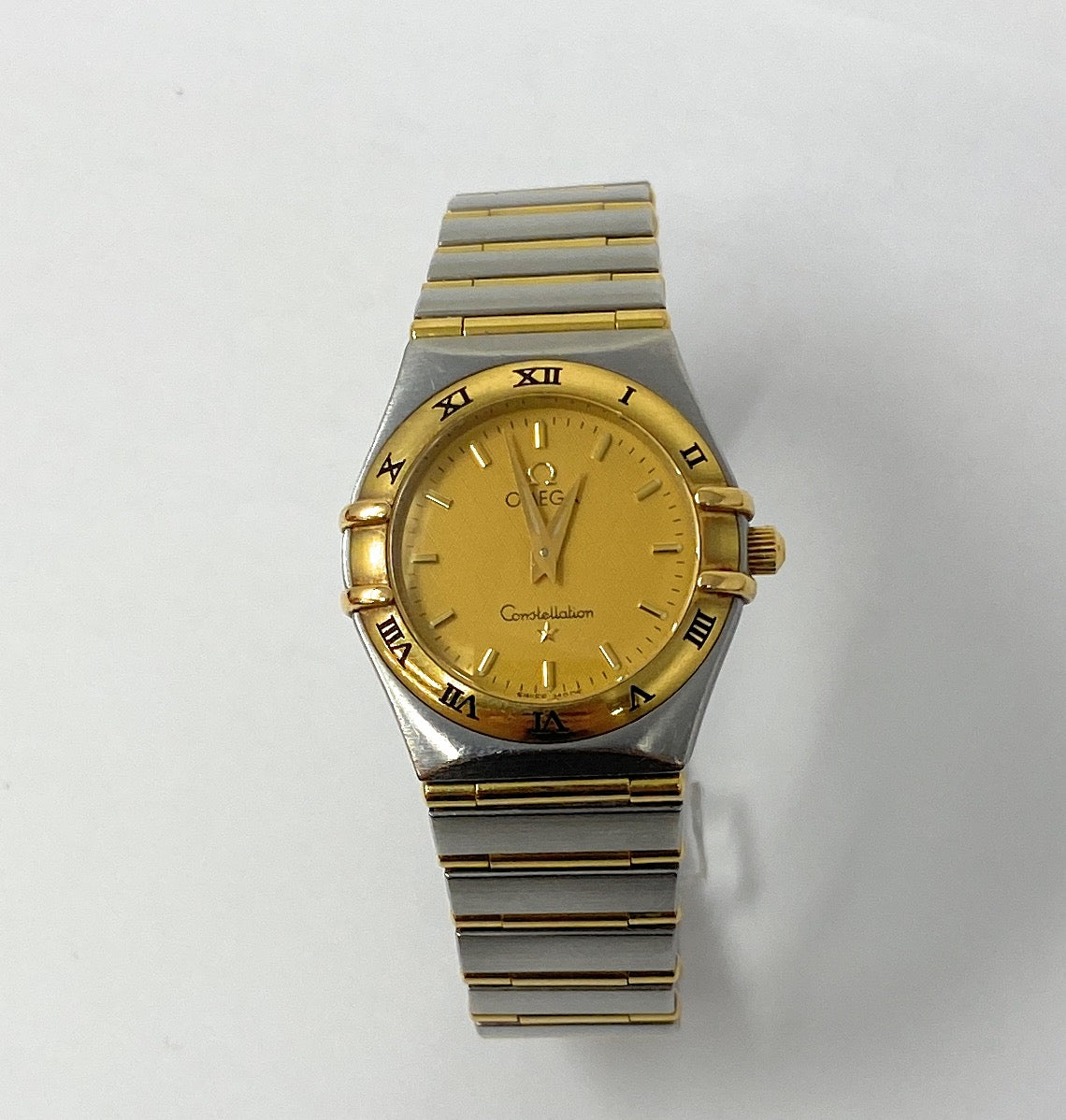 Ladies Omega Constellation Full Bar 18K Gold & S. Steel Watch 25mm #90778416