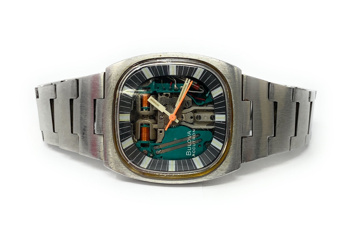 Bulova Accutron Spaceview TV Model MVT 214 # 7396 Men's S. Steel Watch 7.5 Wrist