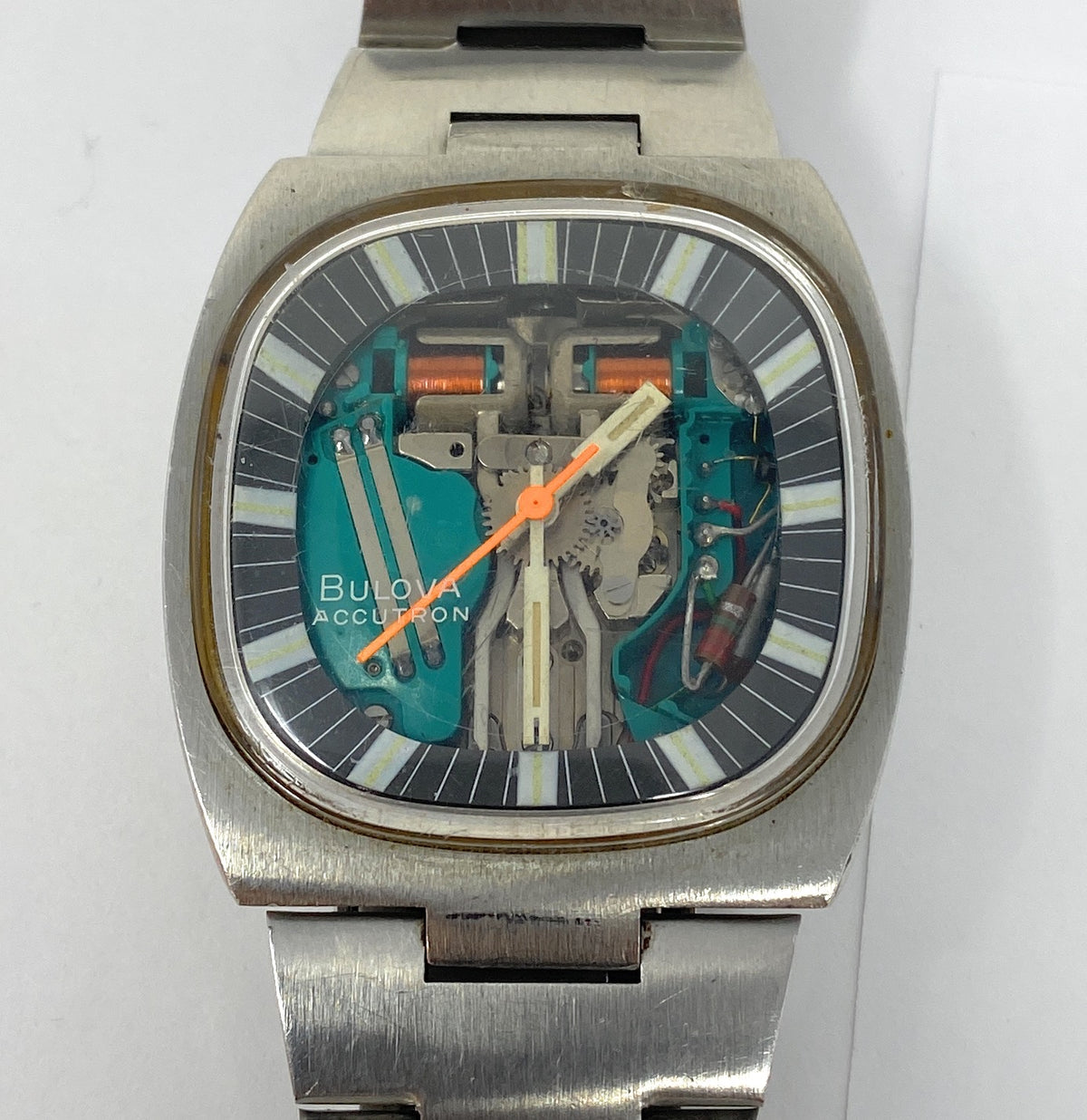 Bulova Accutron Spaceview TV Model MVT 214 # 7396 Men's S. Steel Watch 7.5 Wrist