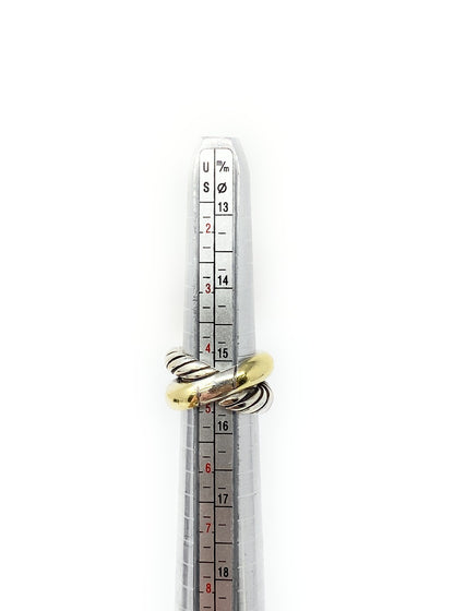 David Yurman Two-Tone Cable Band Ring 925 Sterling Silver 18K Gold Size 5