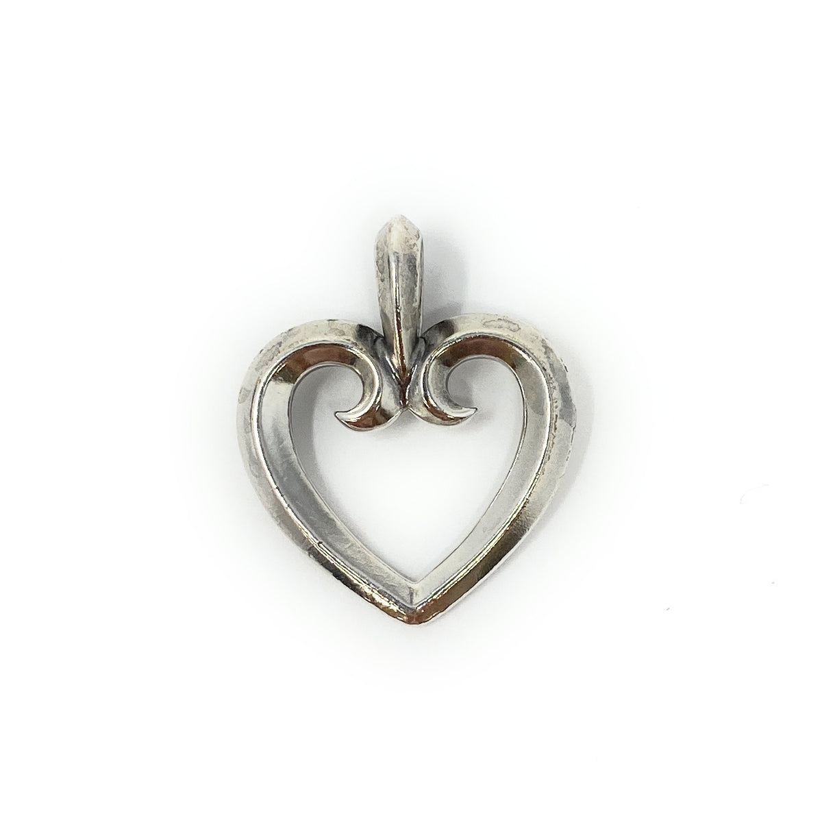 James Avery Retired Sterling Silver Scroll Heart Pendant