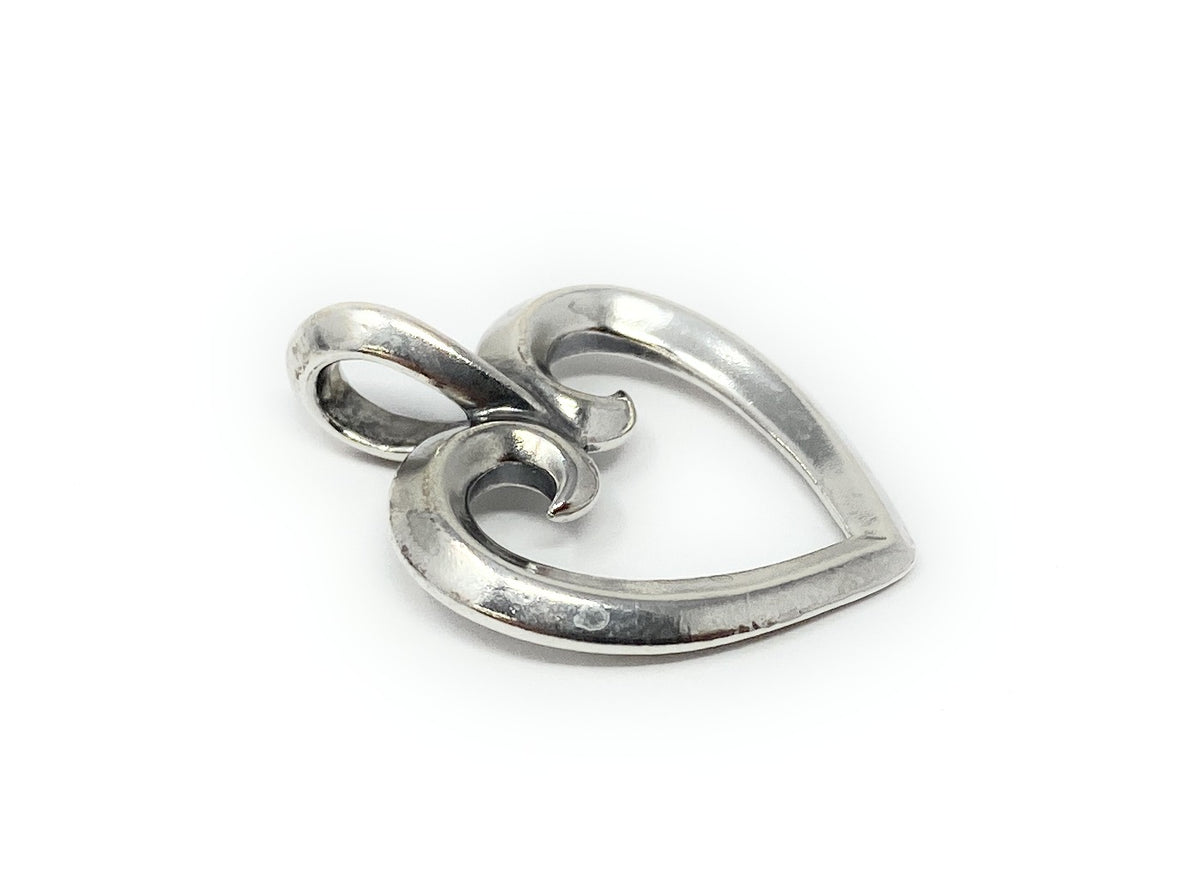 James Avery Retired Sterling Silver Scroll Heart Pendant