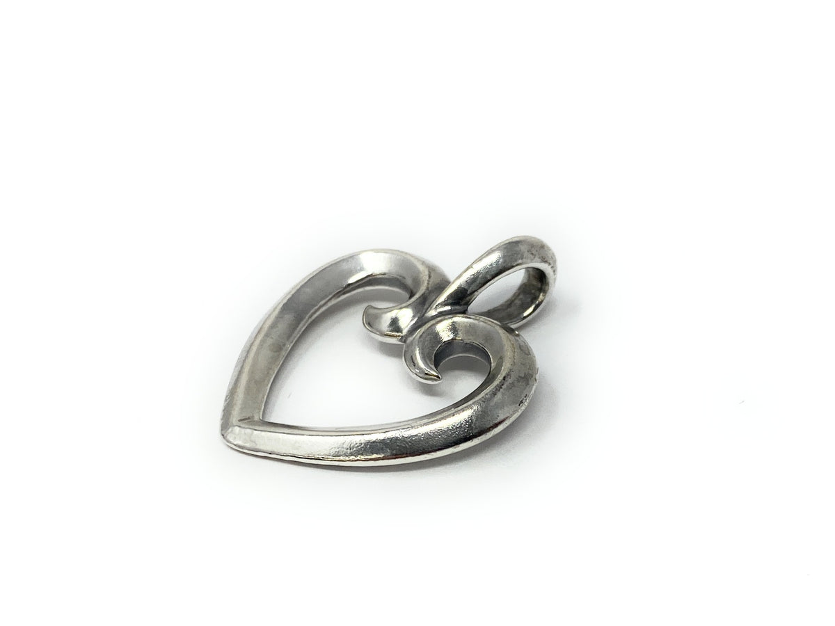 James Avery Retired Sterling Silver Scroll Heart Pendant