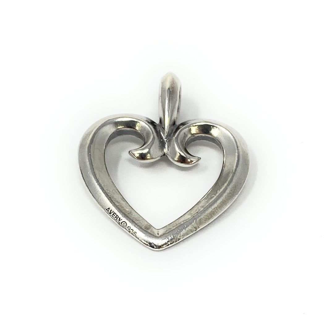 James Avery Retired Sterling Silver Scroll Heart Pendant