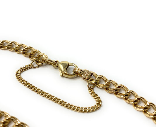 James Avery 14K Yellow Gold Double Curb Charm Bracelet Wrist Size 7.5-8in