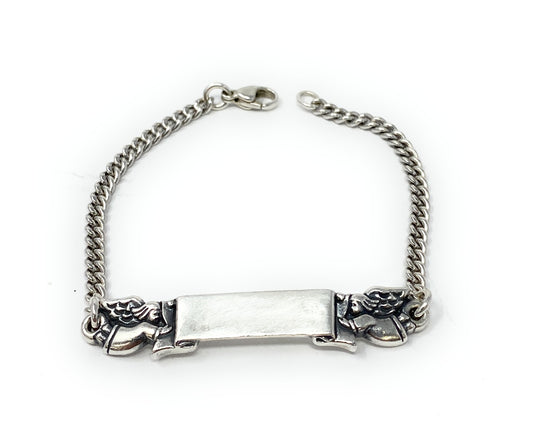 James Avery Retired Sterling Silver Baby Angel ID Bracelet Wrist Size 5.5in