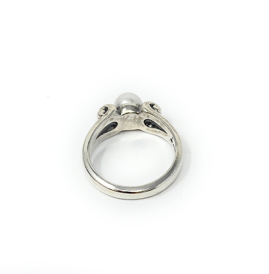 James Avery Sterling Silver Retired Cultured Pearl Scroll Ring Size 4