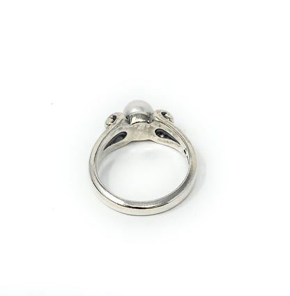 James Avery Sterling Silver Retired Cultured Pearl Scroll Ring Size 4