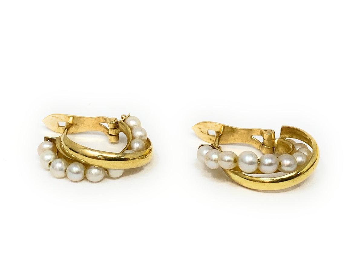 18k Beaded Pearls Earrings 2.4g