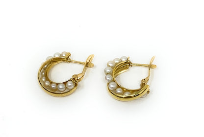18k Beaded Pearls Earrings 2.4g