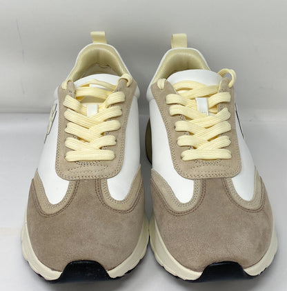 Tory Burch T Monogram Good Luck Trainer Sneaker Ivory Suede & White Size 8.5