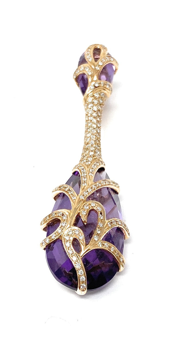 18k Bellarri Gold Diamond Purple Stone Pendant 10.7g