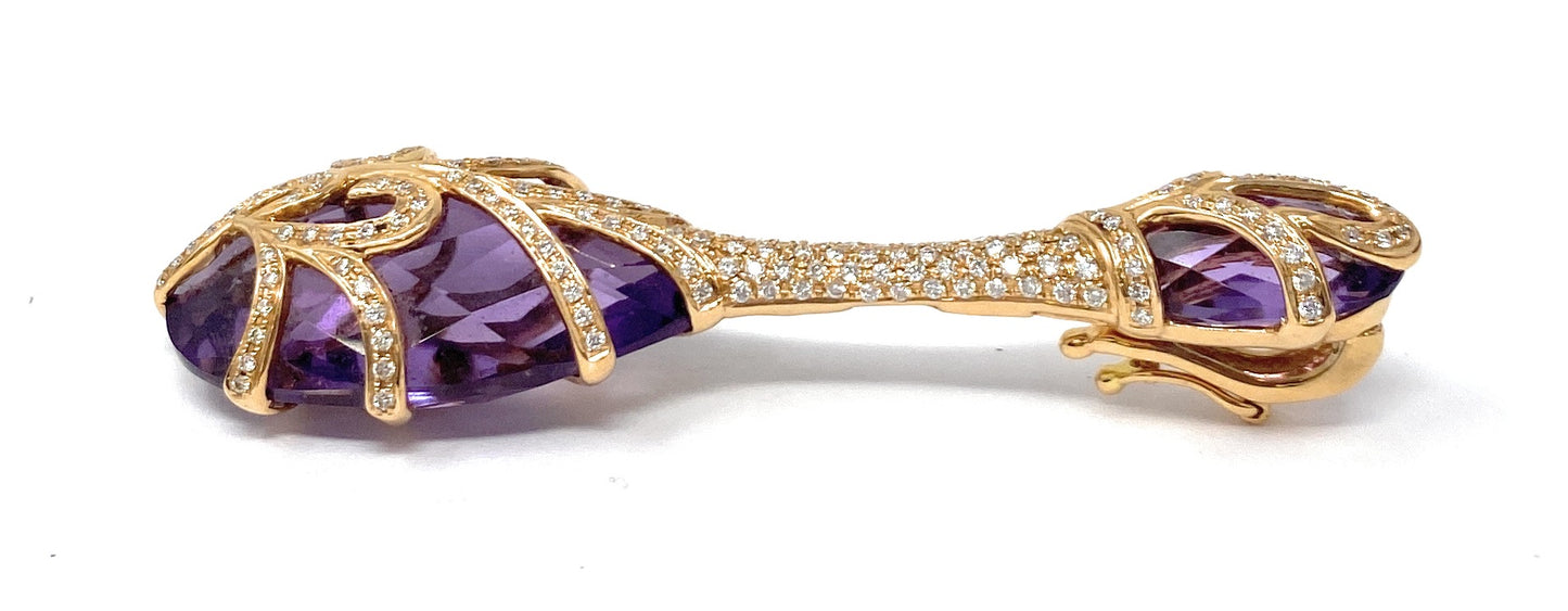 18k Bellarri Gold Diamond Purple Stone Pendant 10.7g
