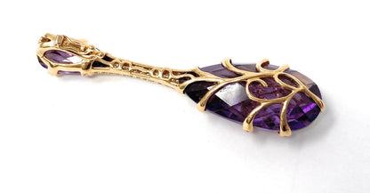 18k Bellarri Gold Diamond Purple Stone Pendant 10.7g