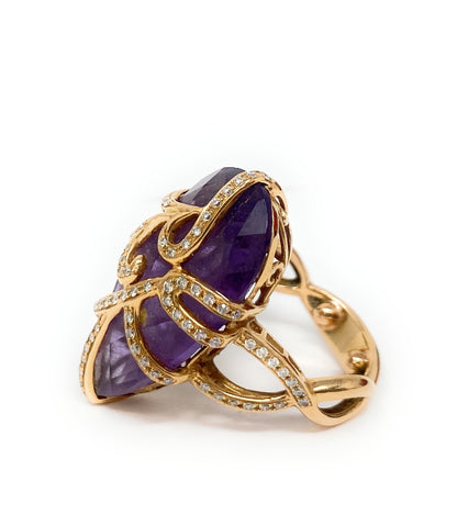 18k Bellarri Rose Gold Amethyst Ring 10.3g Size 5
