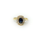 14k Gold Diamond Blue Stone Ring 2.1g