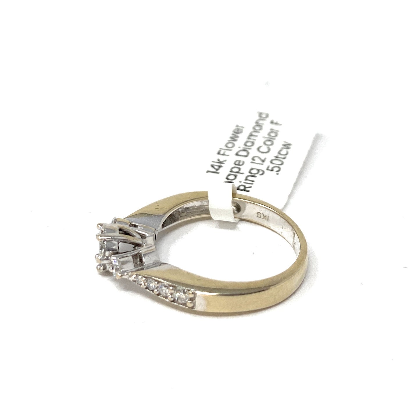 14k Flower Shape Diamond Ring I2 Color F .50tcw
