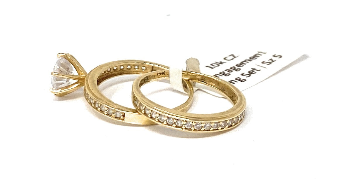 10k CZ Engagement Ring Set Size 5 | 3.5g